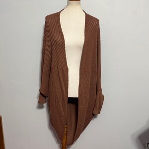 Elegant Brown Open-Front Cardigan